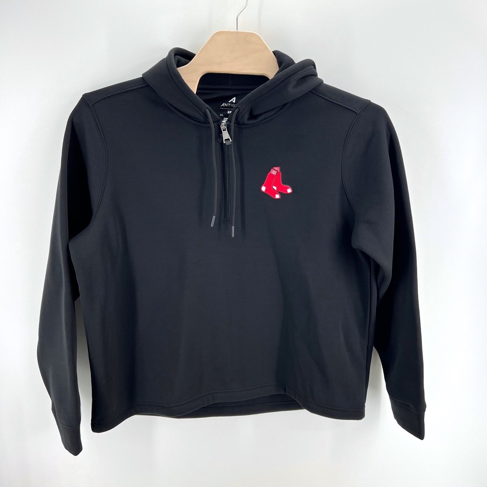 Antigua Boston Red Sox Quarter Zip Hoodie 2XL Polyester Black MLB Fan Gear
